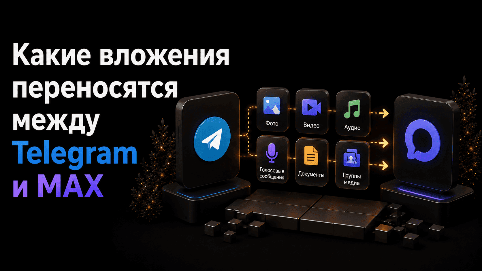 Какие вложения переносятся между Telegram и MAX